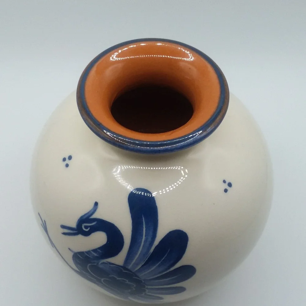 VTG Bulle Dubuis Bosshard Crane Peacock Blue Small Vase 4